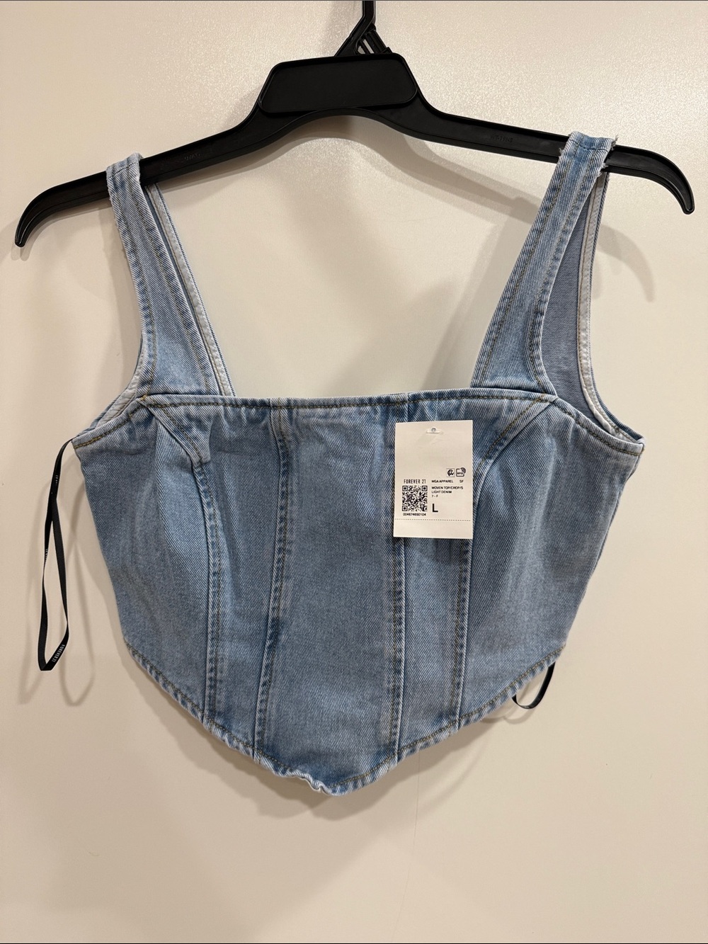 Forever 21 Light Blue Denim Corset-Style Crop Top